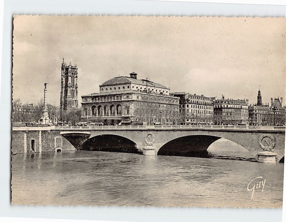 Postcard Le Pont Au Change La Place Du Chatelet Et La Tour Saint Jacques France
