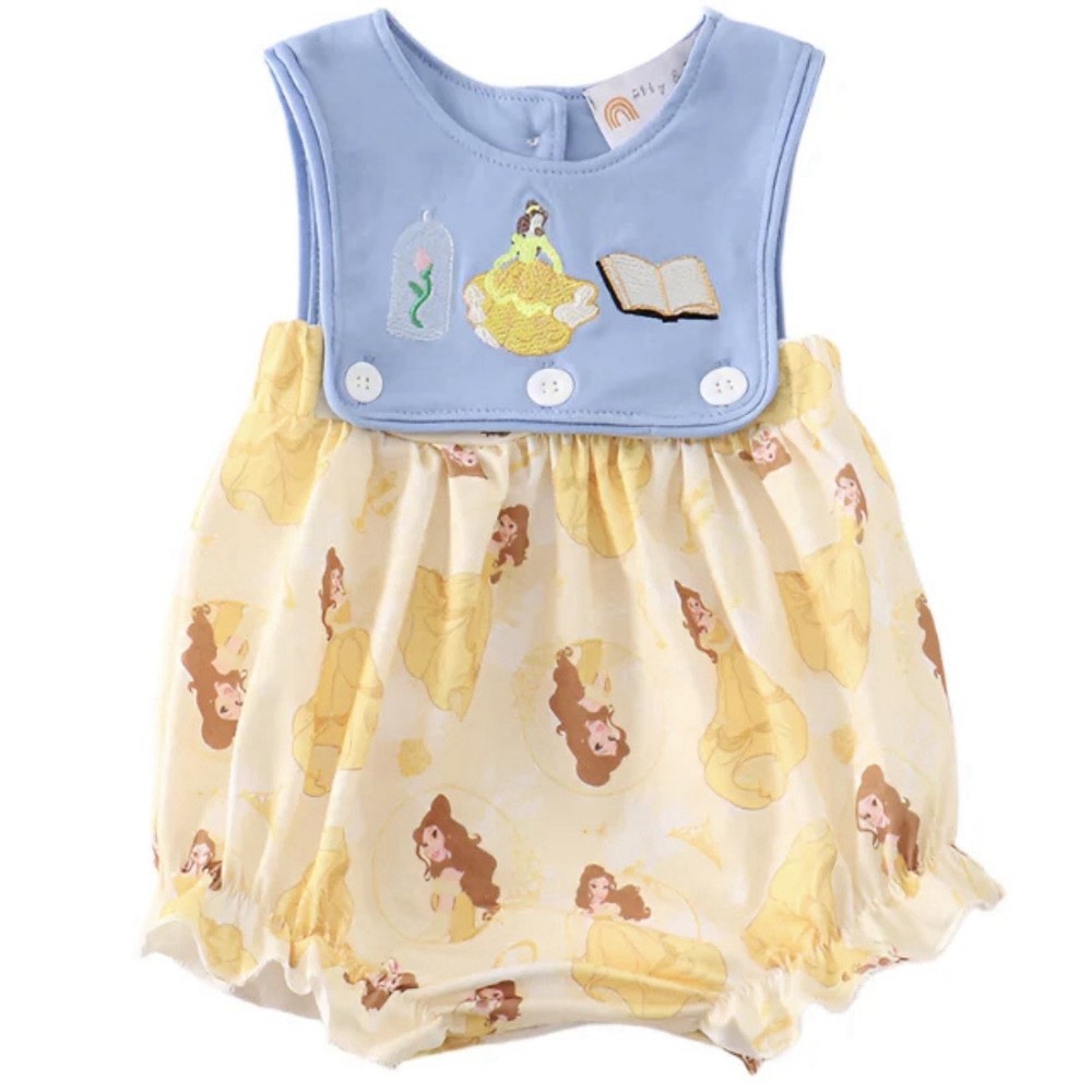Disney Princess Baby Sleeveless Belle Embroidered Romper Size 18M One Piece