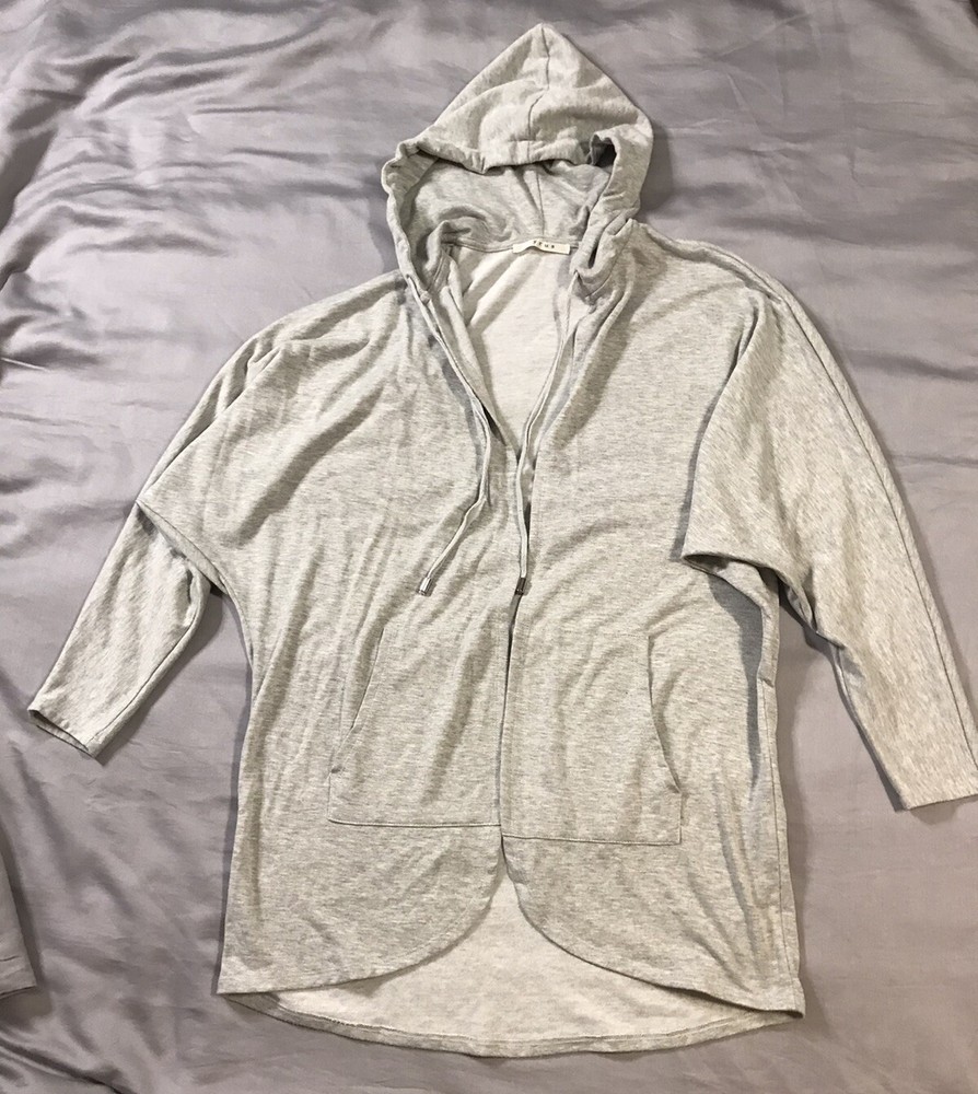 Cyrus Hooded Cardigan Womens Small Gray Open Front