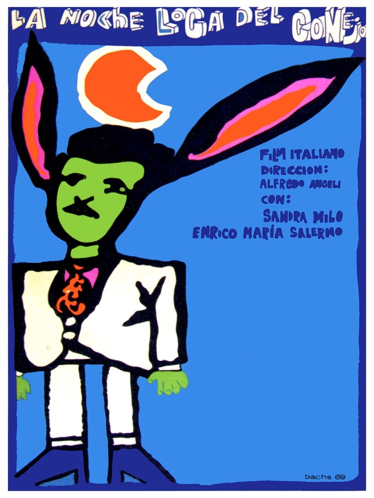 La noche loca del conejo Decoration Poster.Graphic Art Interior design. 3620