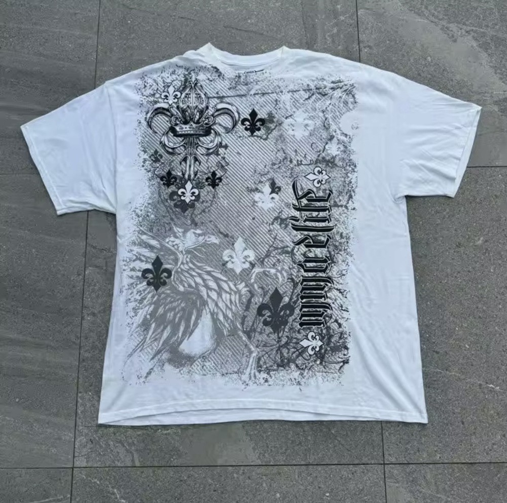 Mens Y2K Gothic Graphic T Shirt Streetwear South pole Wing  Grunge Vinatage Tee