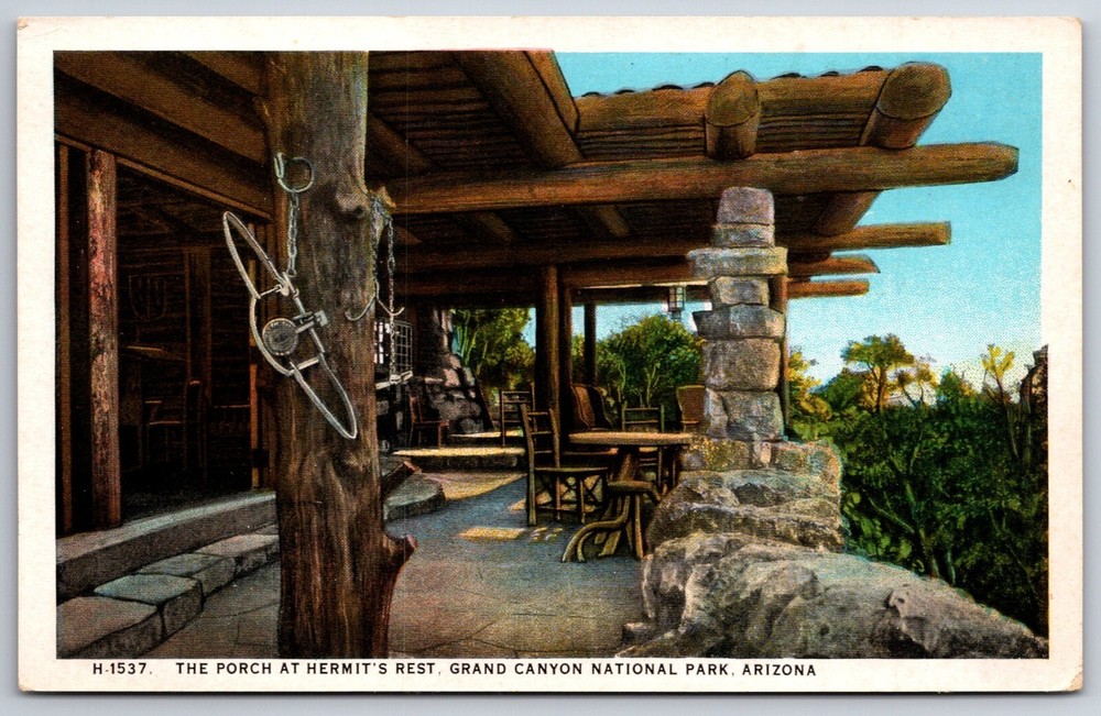 Fred Harvey~Arizona~The Porch @ Hermits Rest In Grand Canyon Natl Park~Postcard