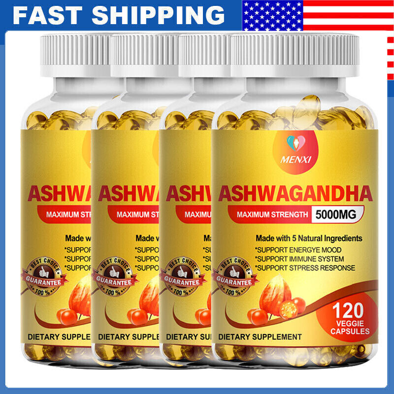 ASHWAGANDHA 5000MG CAPSULES HIGH STRENGTH STRESS FATIGUE ANXIETY RELIEF 120pills