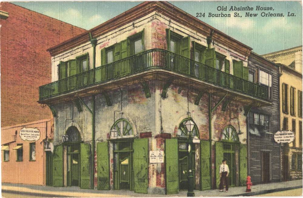 View of The Old Absinthe House, Bourbon St., New Orleans, Louisiana Postcard-image
