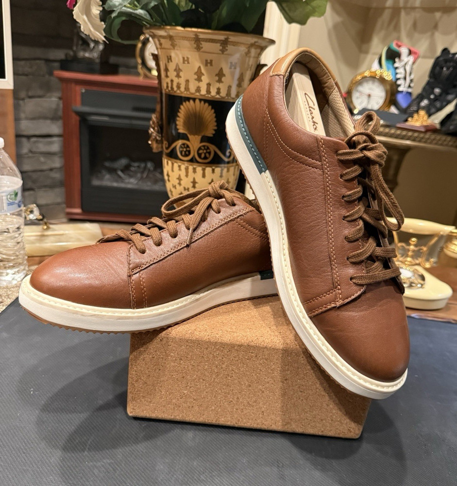 Hush Puppies Bounce Plus Brown Leather Lace Up Sneakers Men's Comfort US 11
