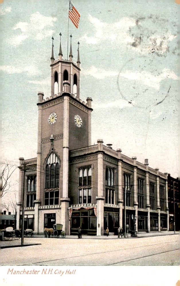 Manchester NH City Hall, April 14, 1909 Postcard