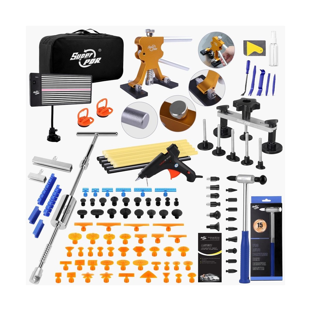Super PDR Paintless Dent Repair Kit, Dent Puller Kit, Car Dent Removal Tools ...