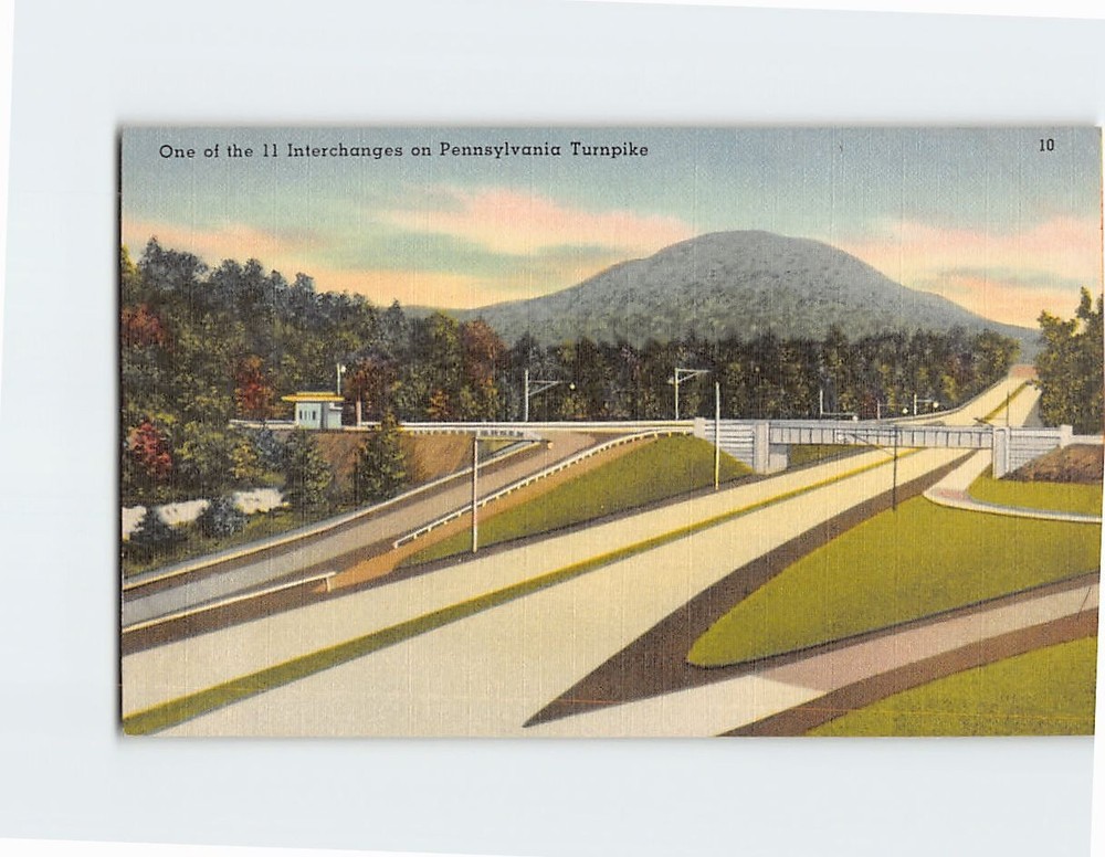 Postcard One of the 11 Interchanges on Pennsylvania Turnpike USA