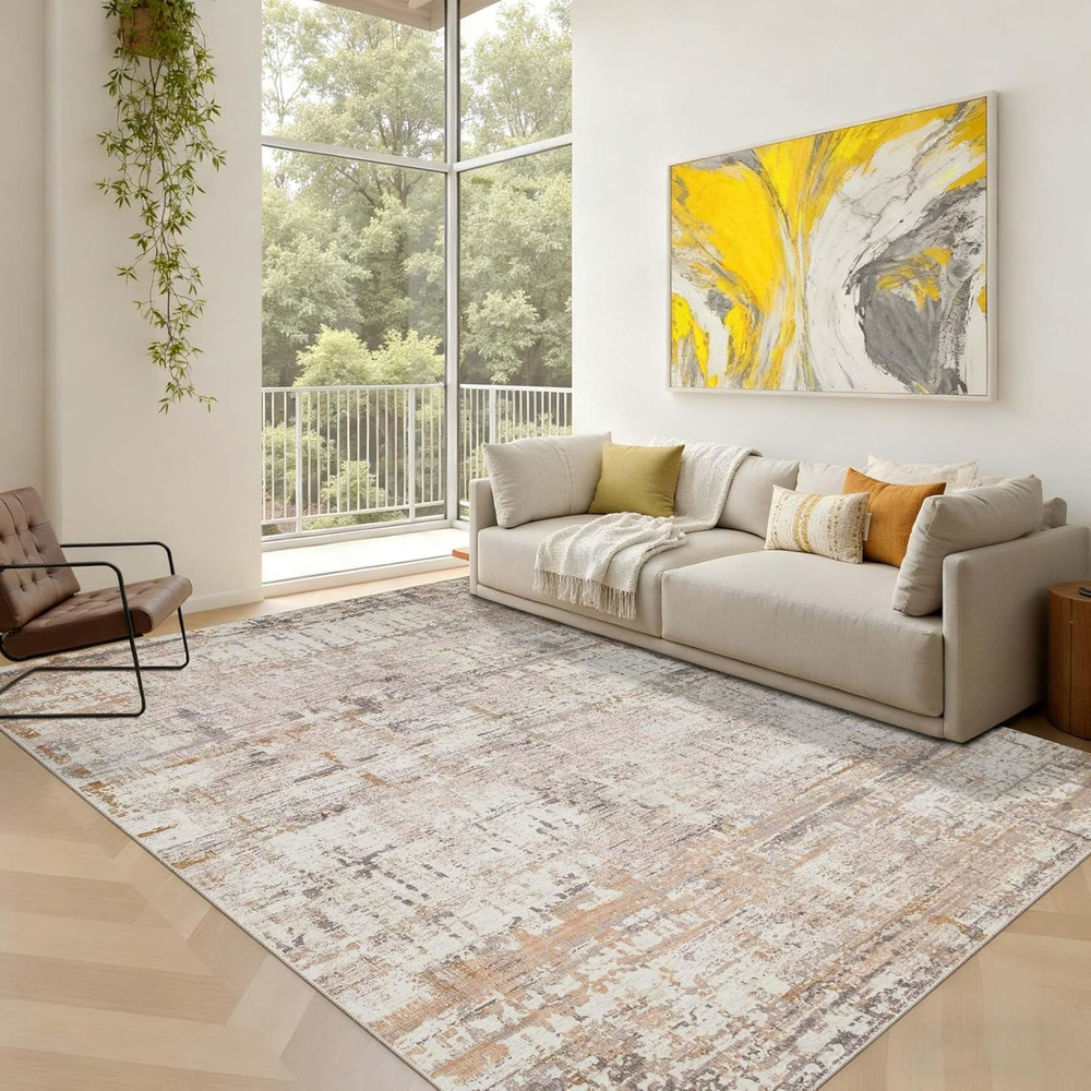 5X7 Area Rugs for Bedroom Living Room,Non-Slip Washable Modern Neutral Abstract