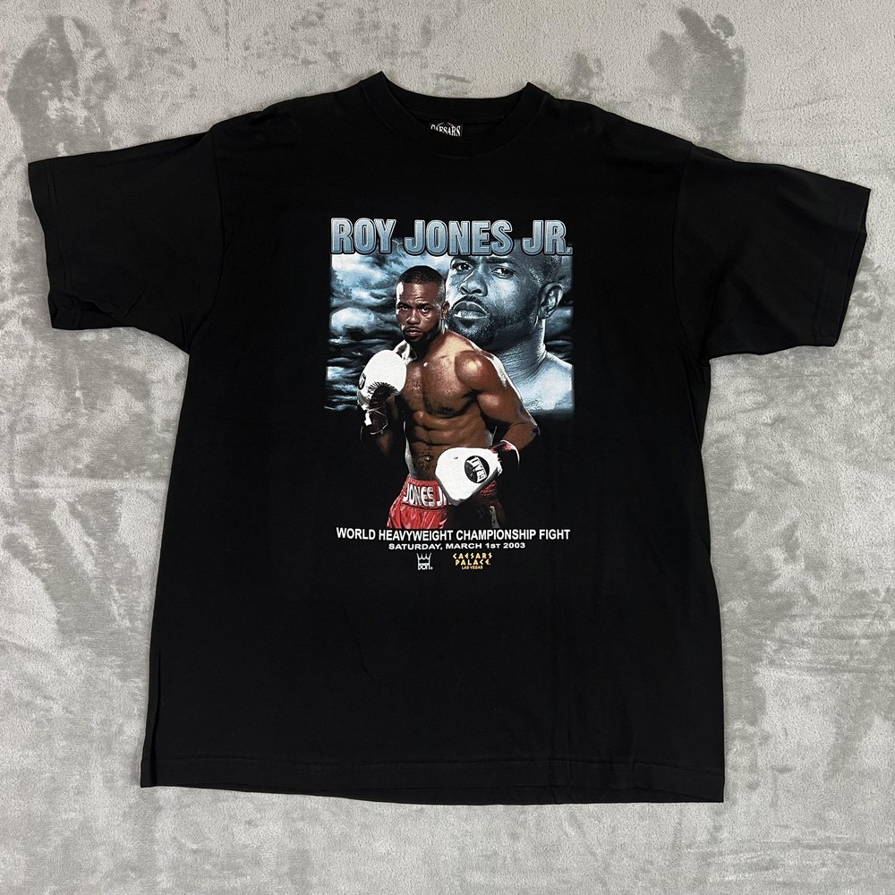 Vintage Roy Jones Jr Shirt Mens Extra Large Black Caesars Palace USA 2003 Fight