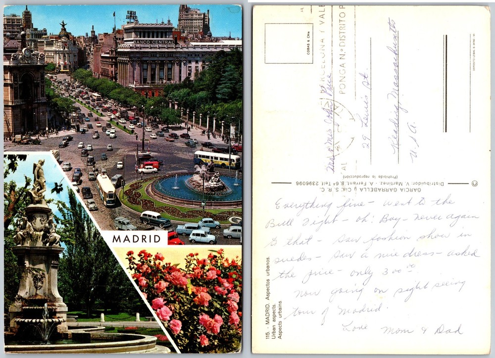Continental Madrid City Views Postcard