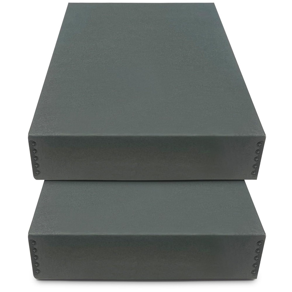 2 Pack Acid-Free Gray Archival Drop Front Storage Box 14.75x18.75x3 Museum Quality-image