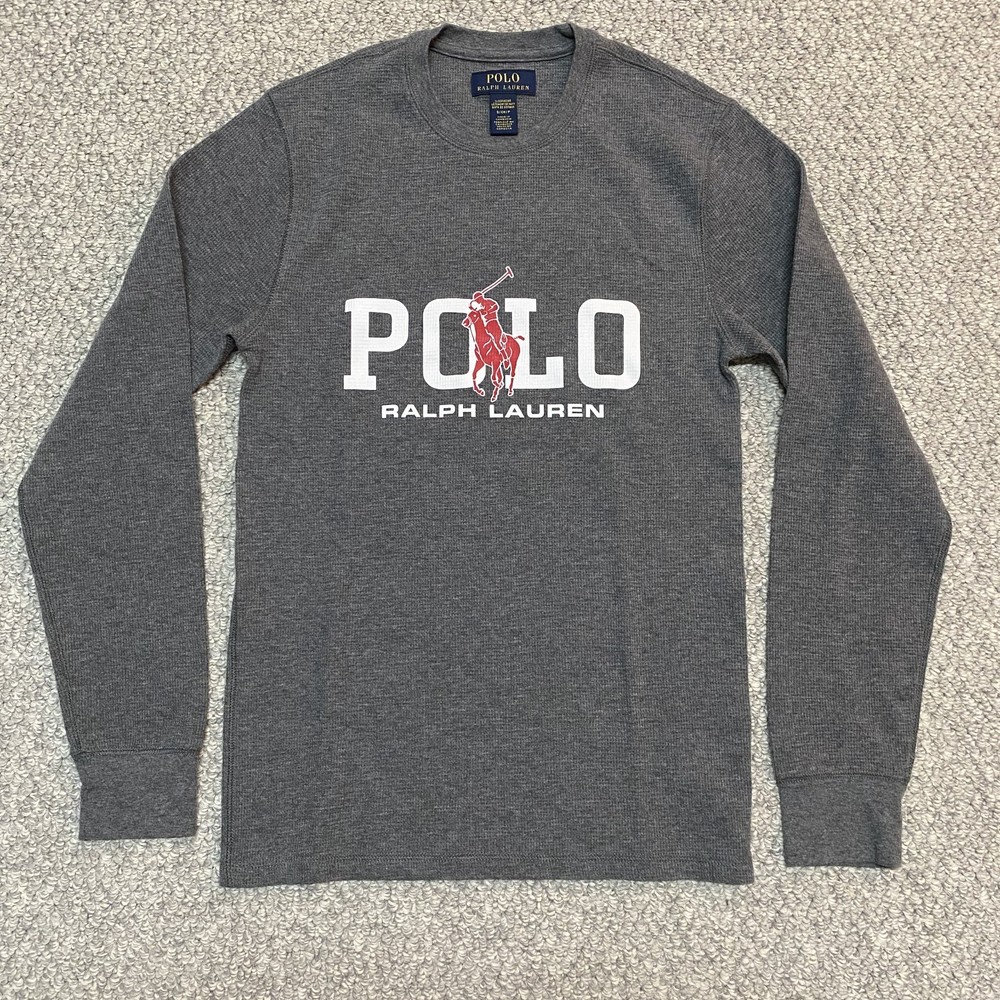 Polo Ralph Lauren Men's Waffle Thermal Sleepwear Shirt Small Polo Pony Graphic