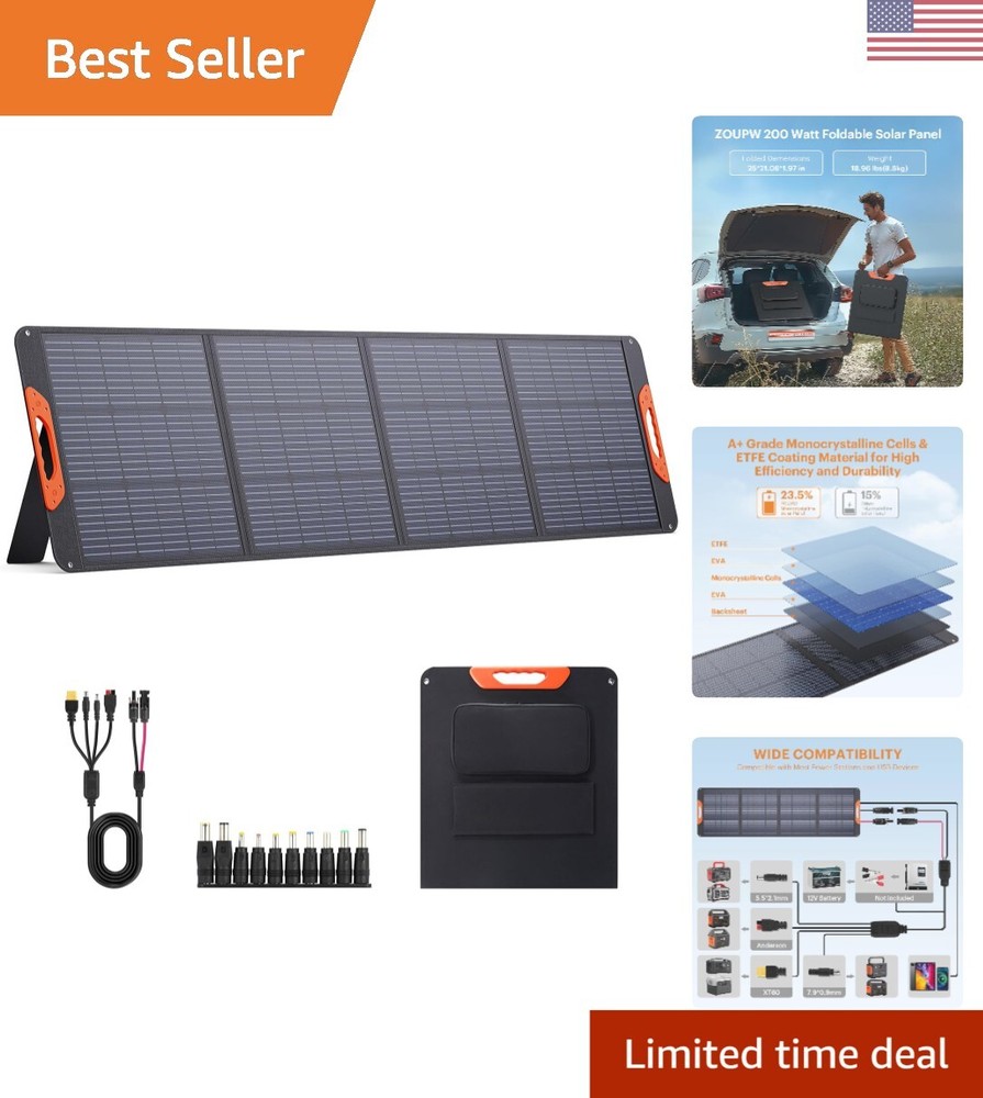 200W Foldable Solar Panel for Portable Power Stations & Outdoor Charging  