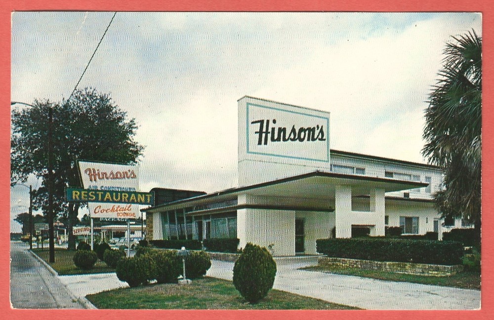 HINSON’S RESTAURANT and COCKTAIL LOUNGE, HOMOSASSA SPRINGS, FLA.– 1950s Postcard