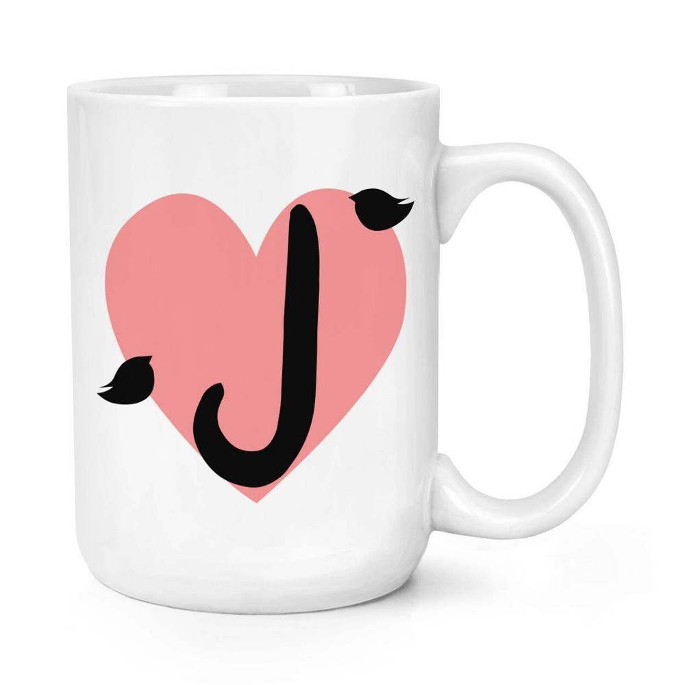 Heart J Alphabet Mug – Large Letter J Coffee Cup