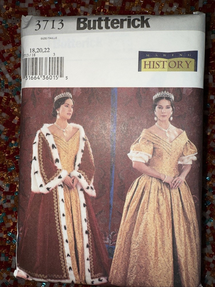 Butterick Pattern 3713 Sz 18-22 Queen Elizabeth Skirt Top Cape Costume Theater