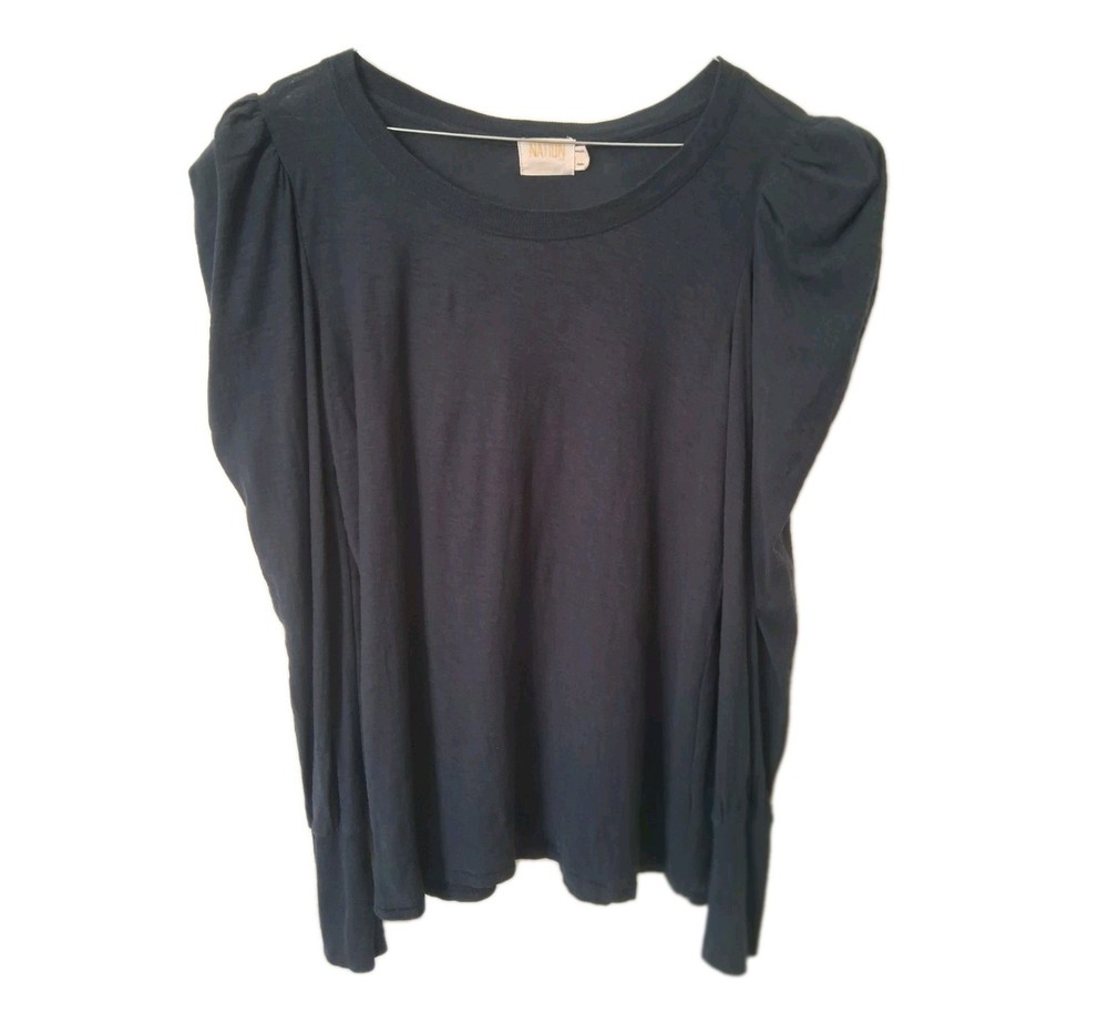 Anthropologie Nation Large Zeta Puff Sleeve Top Pima Cotton Sustainable Preppy