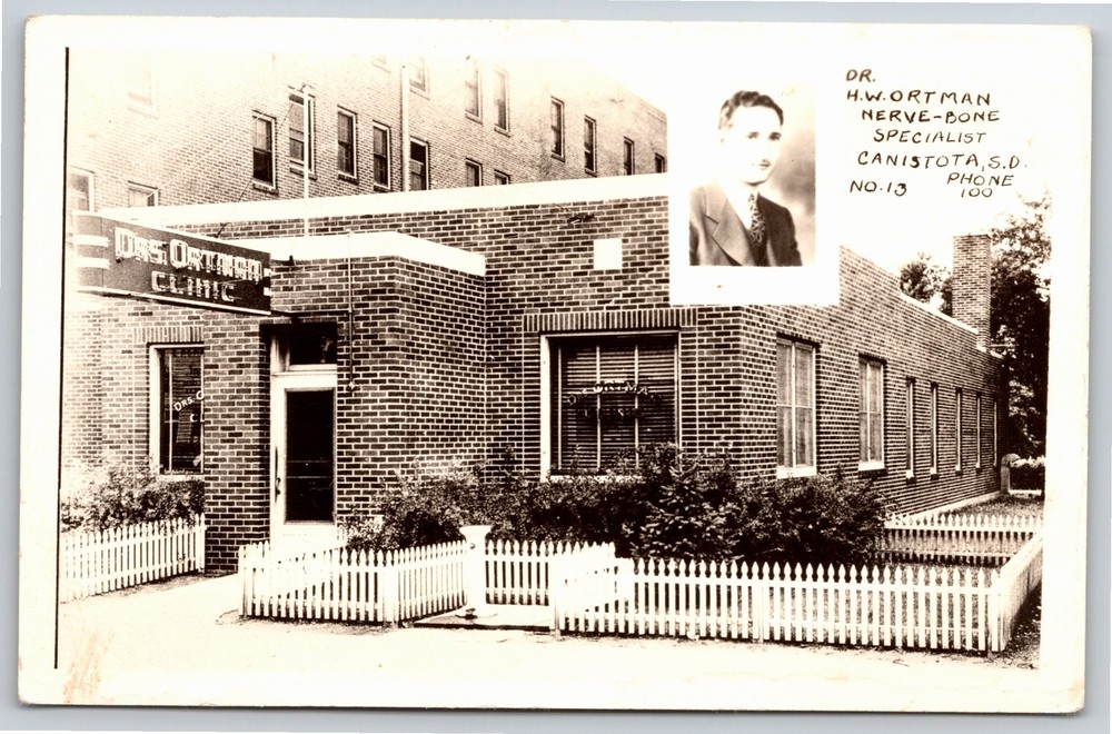 RPPC~Dr HW Ortman & Clinic Canistota South Dakota~Real Photo Postcard