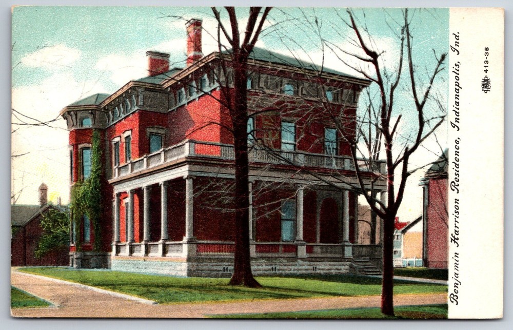 Indianapolis Indiana~Benjamin Harrison Residence Exterior View~Vintage Postcard
