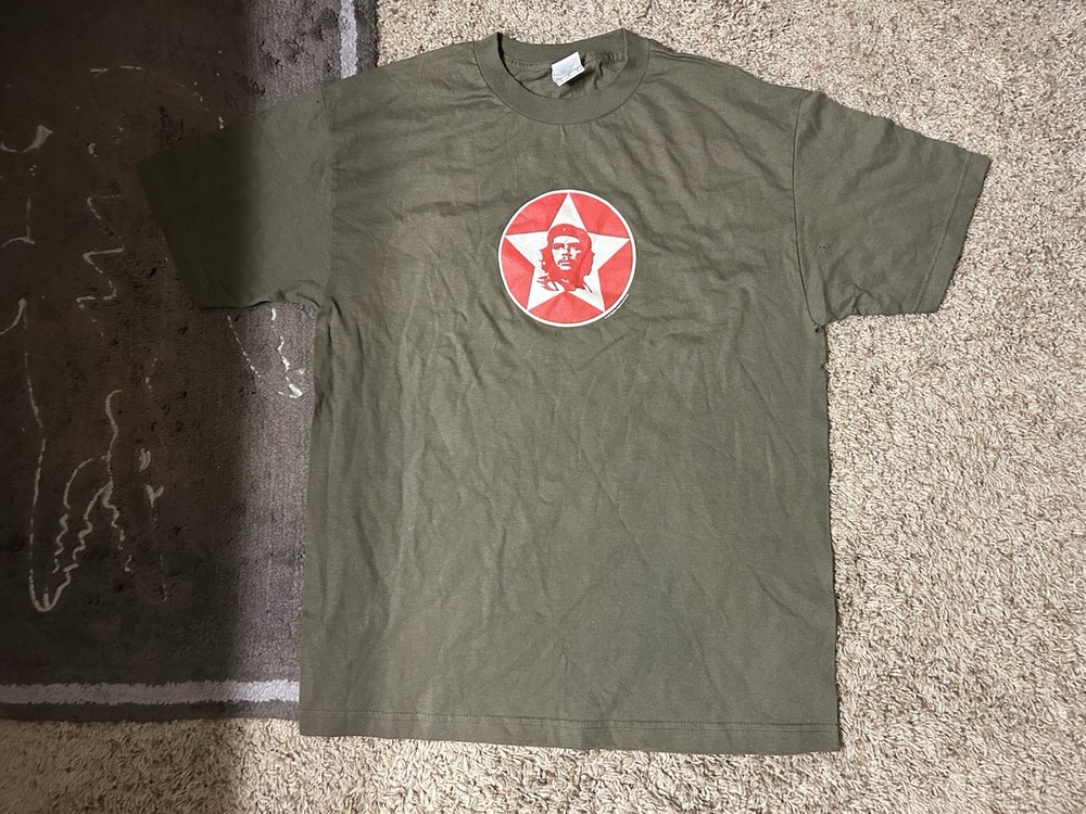 Vintage Y2K Che Guevara T-Shirt Olive Revolution Castro Size L (Free Ship)