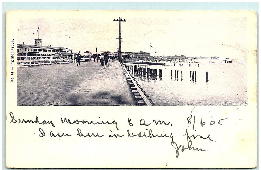 S04-8046, BRIGHTON BEACH, 1905 PMKed, POSTCARD