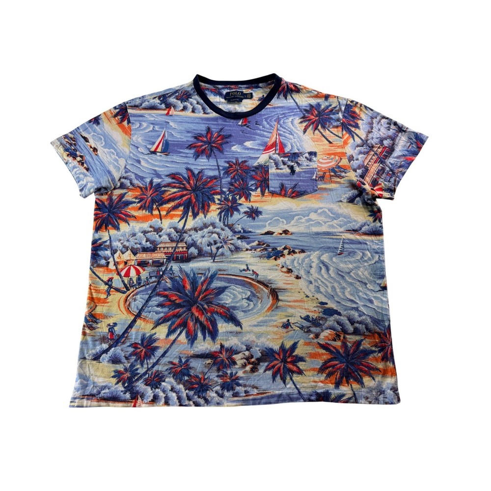 Polo Ralph Lauren Men's Tropical Beach Graphics Pocket T-Shirt Classic Fit Sz LG