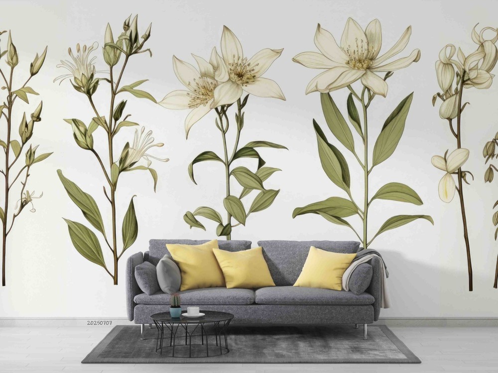 3D Flower Plant Illustration Wall Murals Wallpaper Murals Wall Sticker