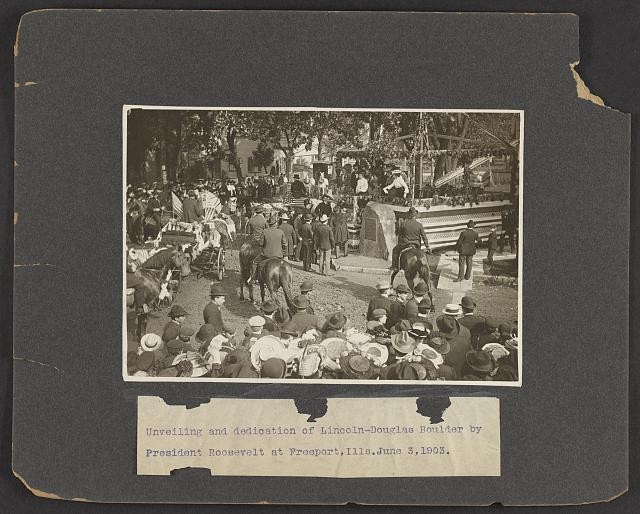 Freeport Illinois Roosevelt Lincoln-Douglas Boulder Dedication 1903 Crowd