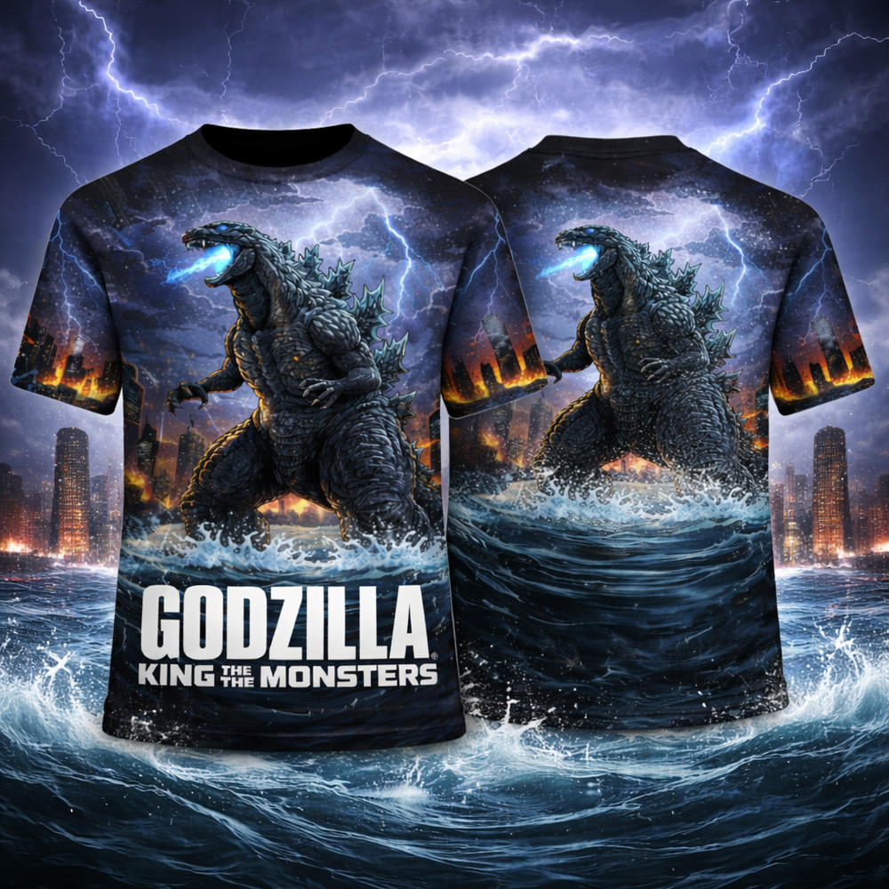 Godzilla Shirt, King of the Monsters All Over Print Shirt - Size S to 5XL