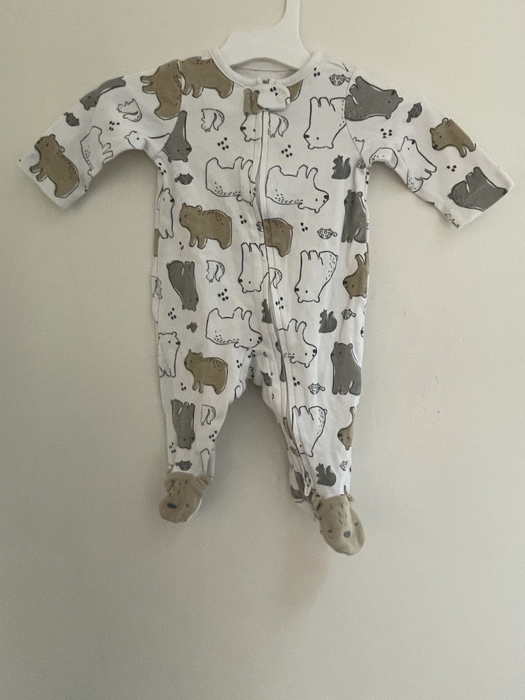 Carter’s Baby Boys Cute Bear Squirrel 100% Cotton Zip-Up Sleep & Play White 0-3M