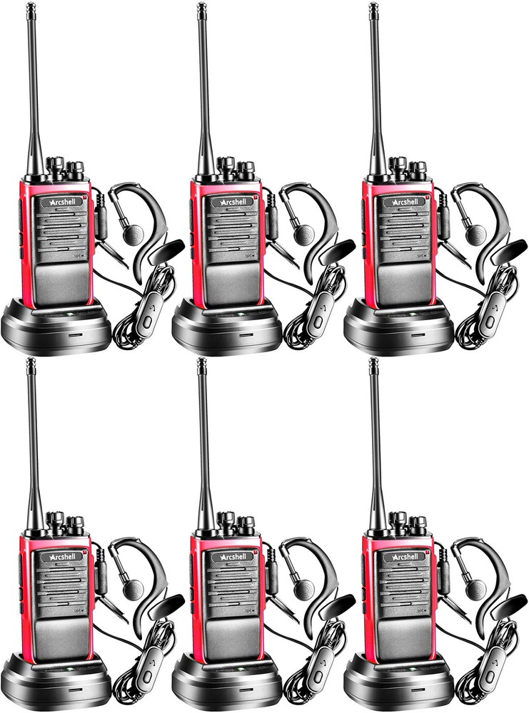 Rechargeable Long Range Two-Way Radios with Earpiece 6 Pack AR-6 Walkie Talki...