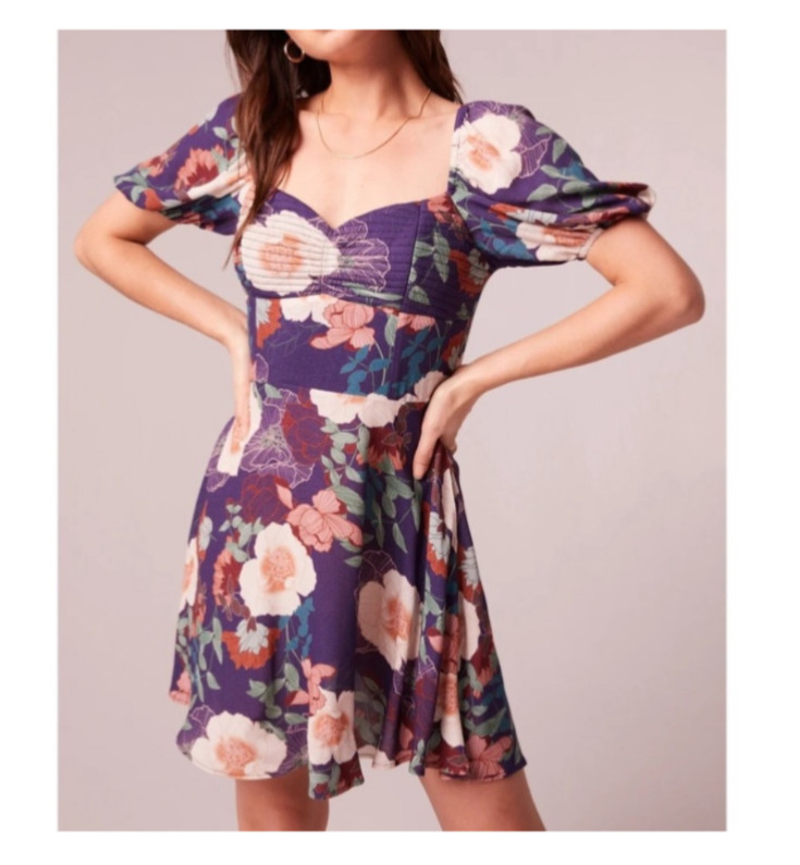NWT 98$ Band Of The Free Aimee Floral Puff Sleeve Mini Dress Medium