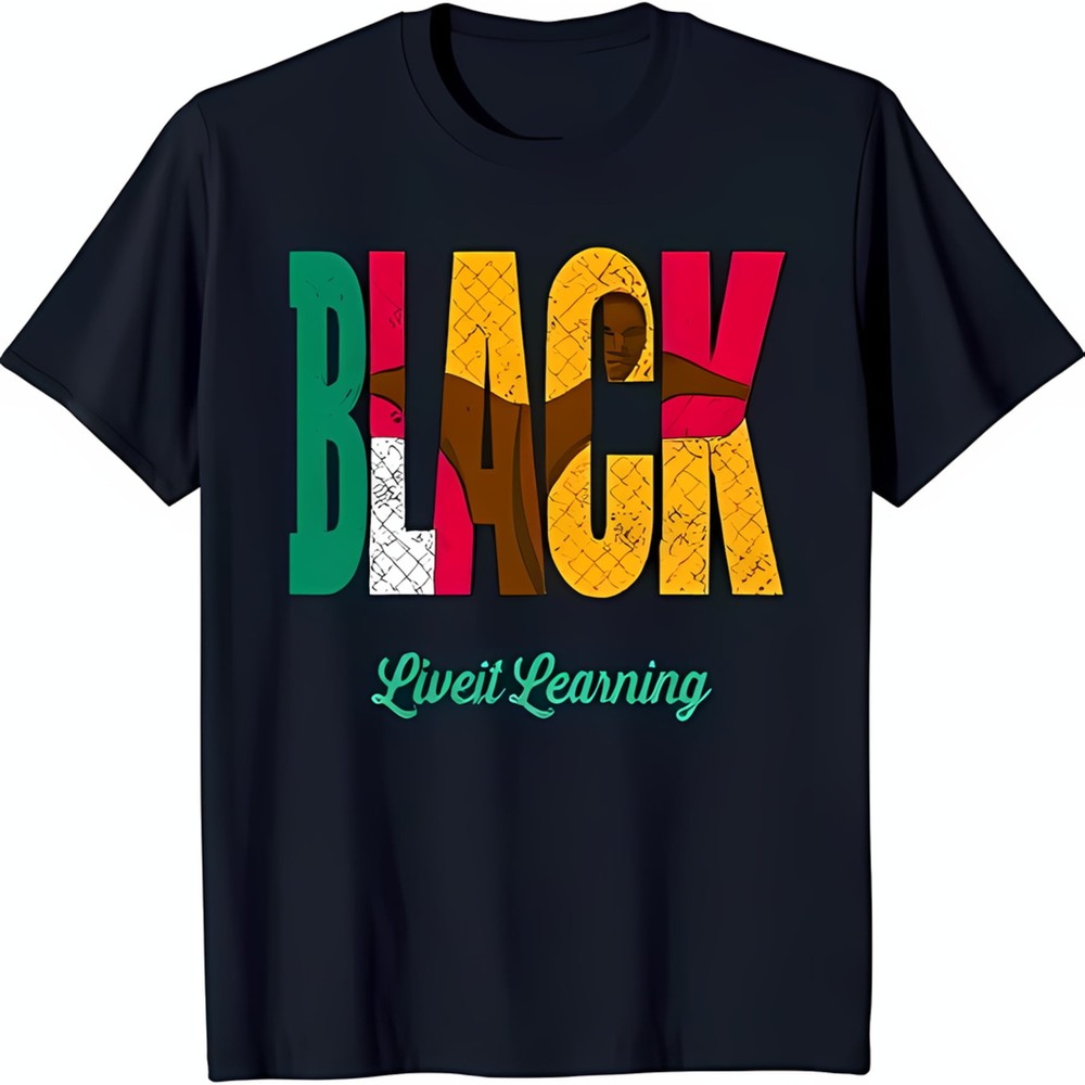 Vibrant Graphic Black T-Shirt with Bold Color Block Design Celebrate Culture