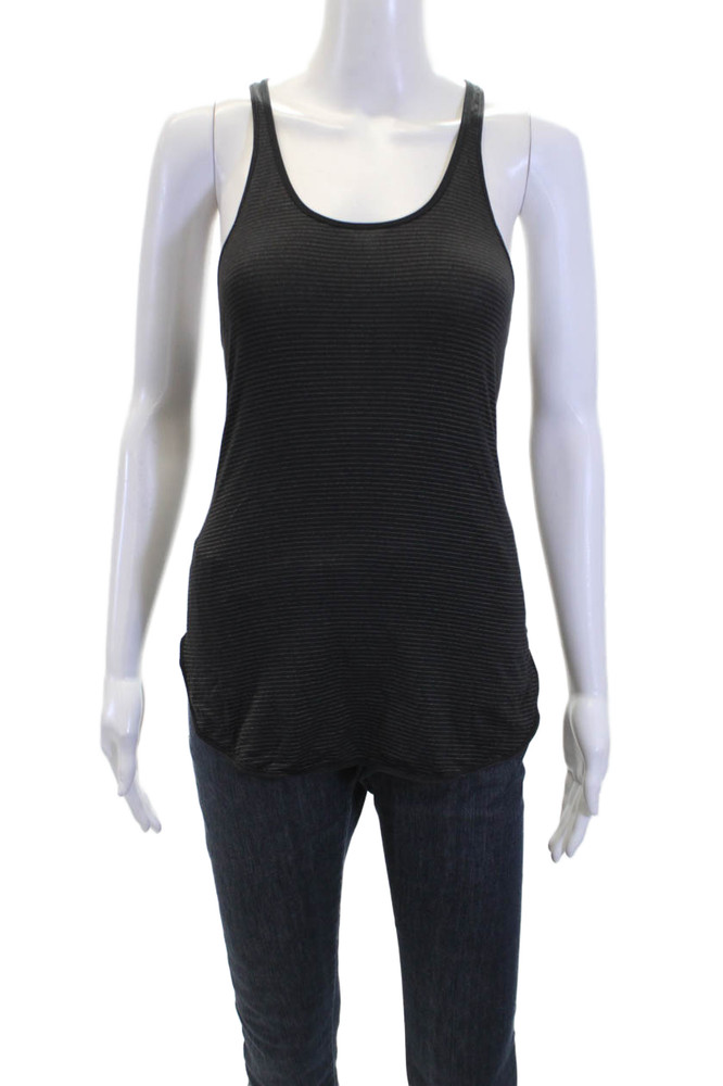 Lululemon Womens Striped Sleeveless Athletic Tank Top Black Gold Size 6Free Shipping in US $100+ Orders | $6.95 Orders Below