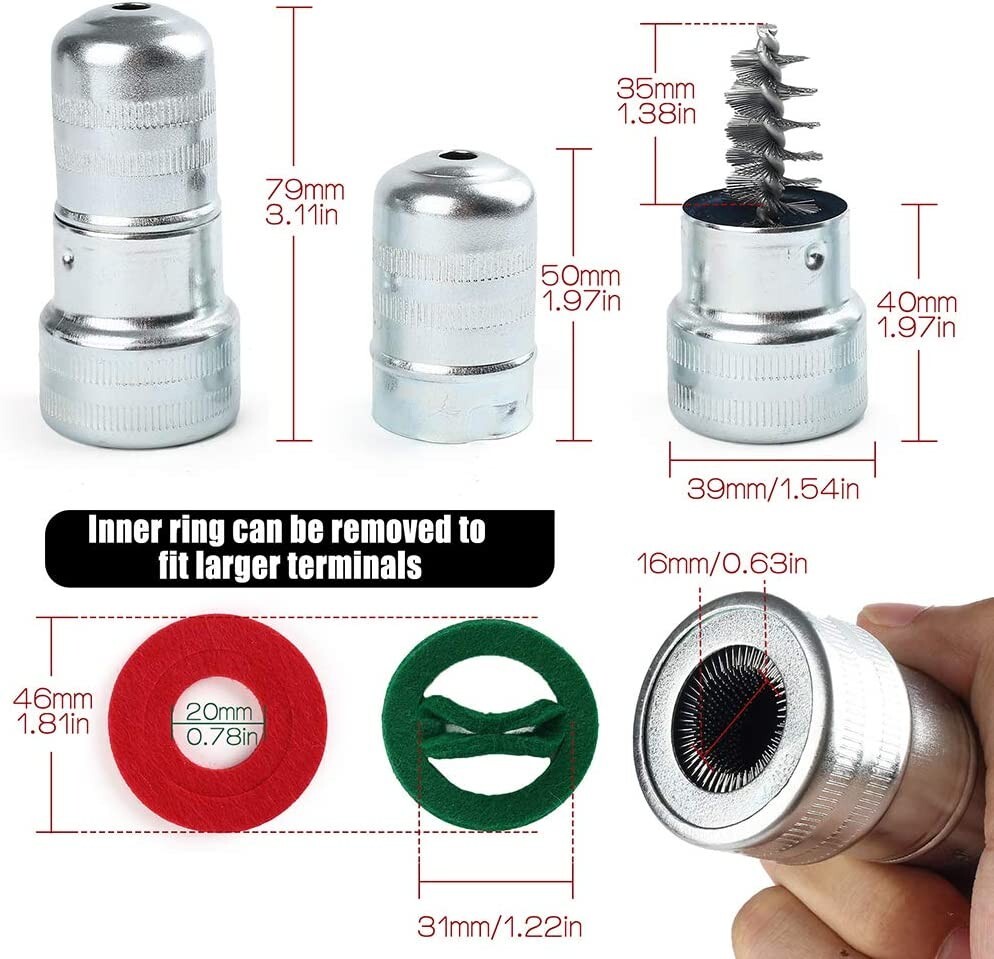 Battery Post Terminal Cleaner Tool Dust Removal Stainless Wire Brush