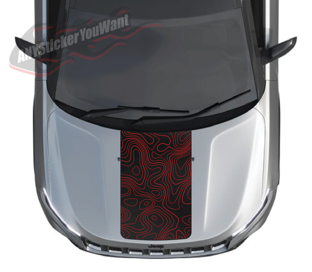 2-Tone Topographic Blackout Hood Decal for 2017-2024 Jeep Compass  