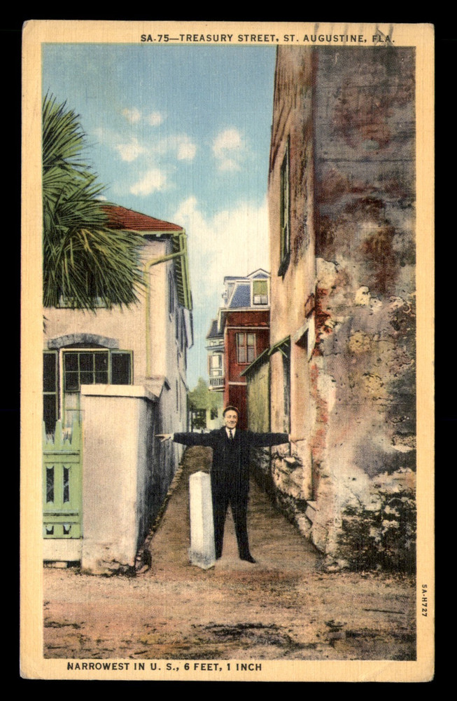 Treasury Street St Augustine Florida FL Narrowest In US Posted Postcard
