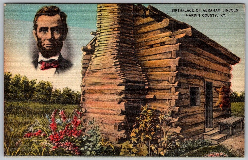 Vtg Linen Postcard Abraham Lincoln Birthplace Hodgenville, KY 1930s