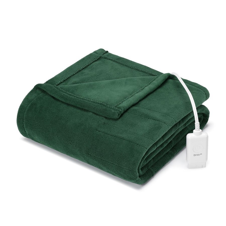 Green Microplush, 4 Heat Settings, 4-Hour Auto Shut-Off, Electric Heated Blanket