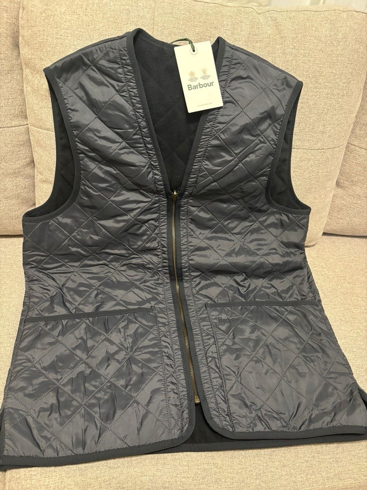 Barbour Vest Mens Medium Polarquilt Zip Liner Navy Quilted Fleece