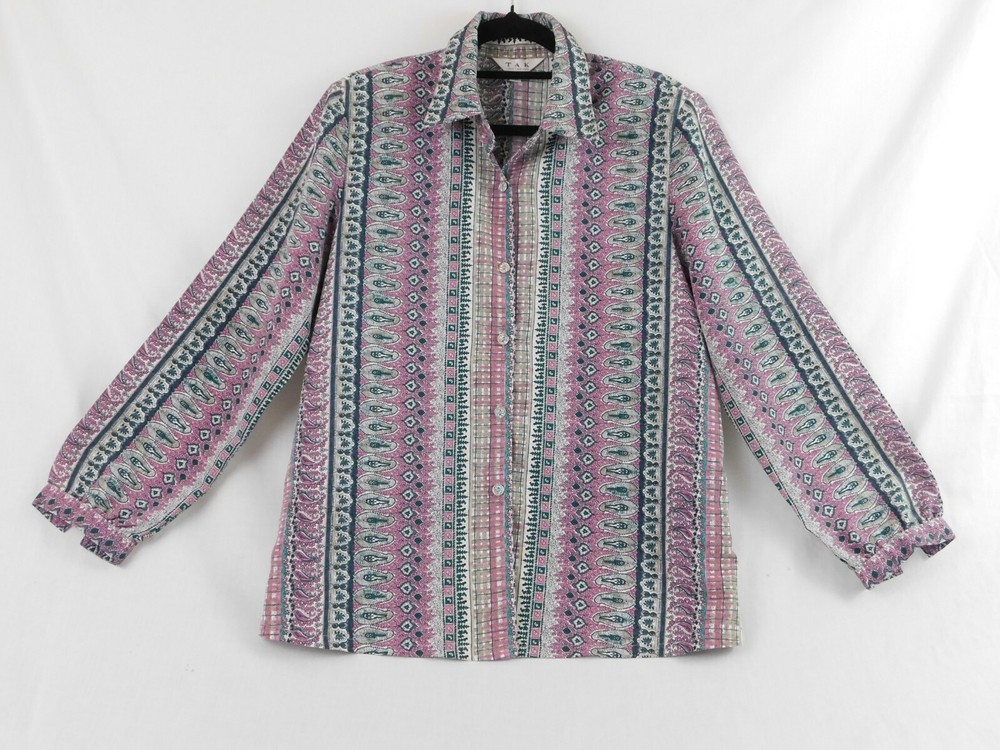 Vintage 1970s Lilac Long Sleeve Button Up Blouse Retro 70s Rare Unique