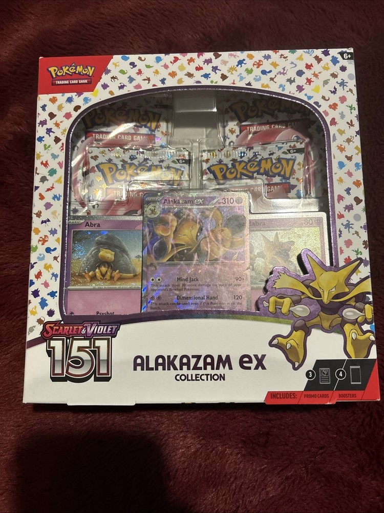 Pokemon TCG Scarlet and Violet - 151 Alakazam ex Collection Box - 4 Packs