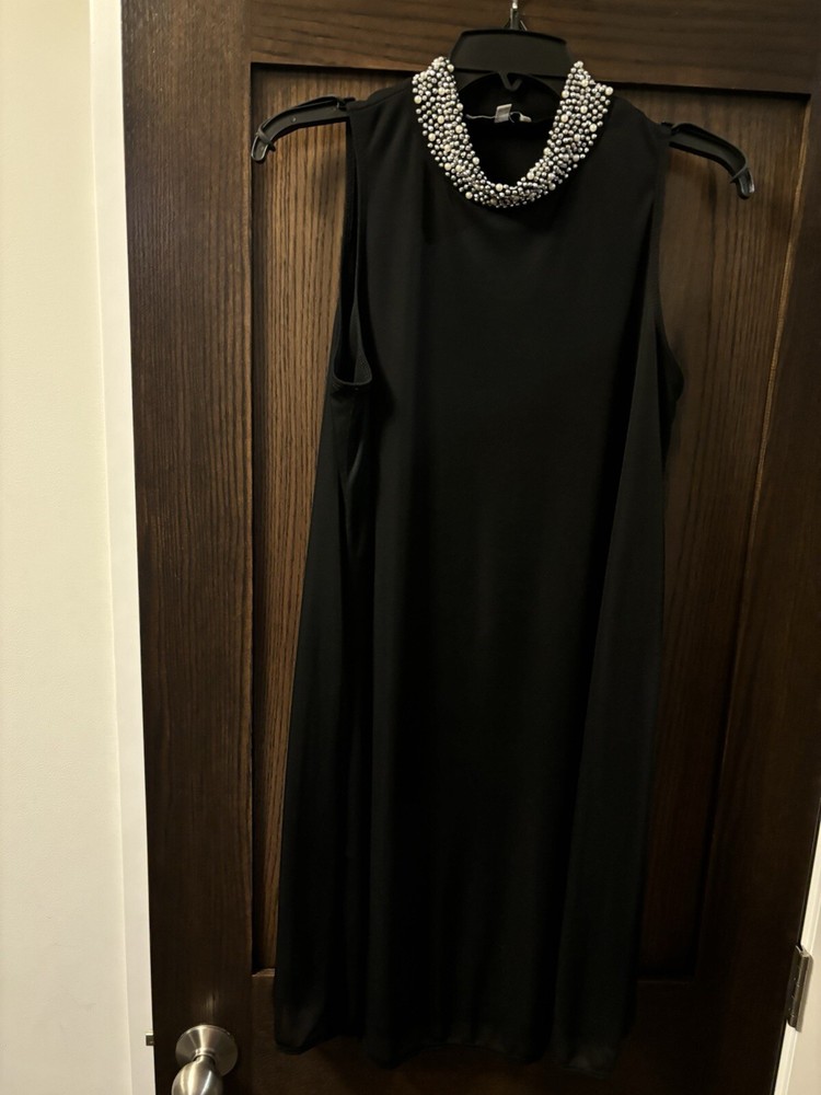 Tash Sophie Sparkly Pearl Silver Studded Neckline Dress Size M NWOT