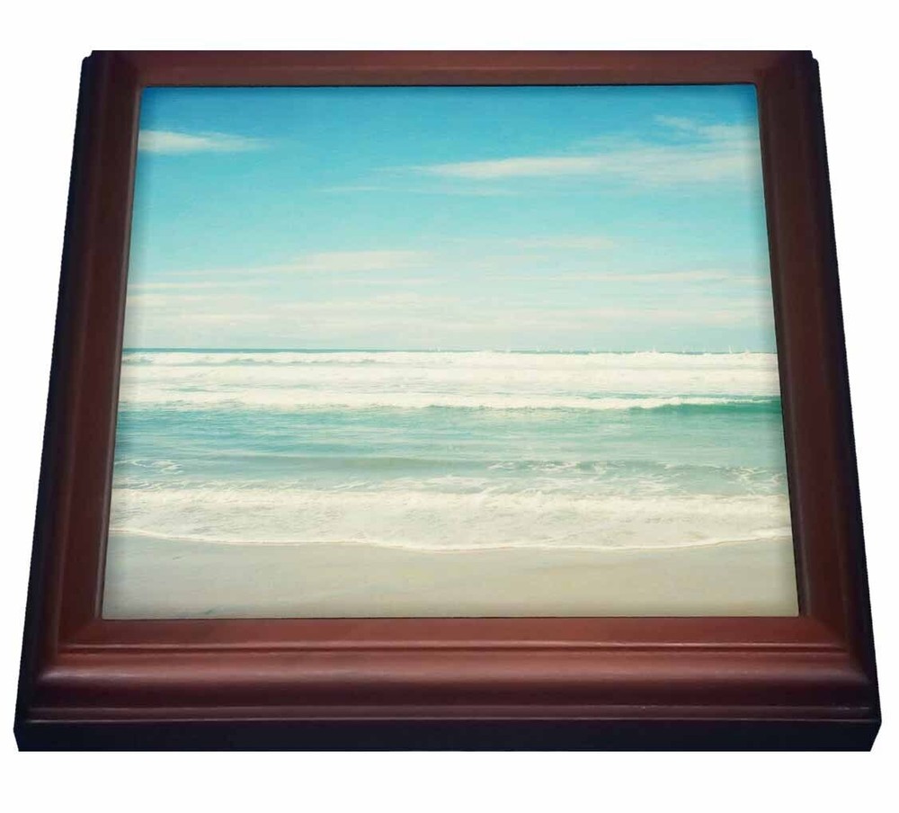 3dRose Gentle Ocean Waves beach theme art 8x8 Trivet with 6x6 ceramic tile