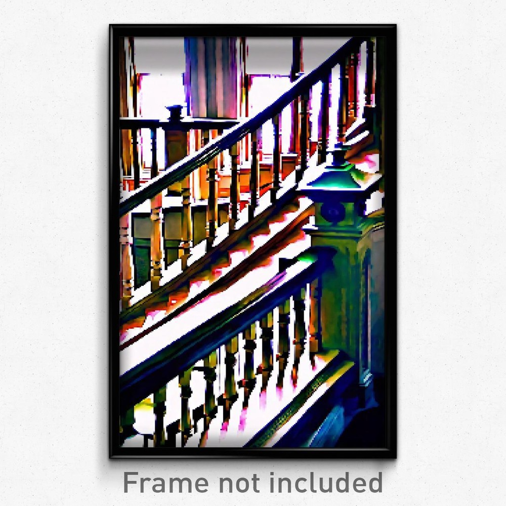 Pixel Art Poster - Admirable Balustrade (8 Bit Psychedelic Video Game Print)