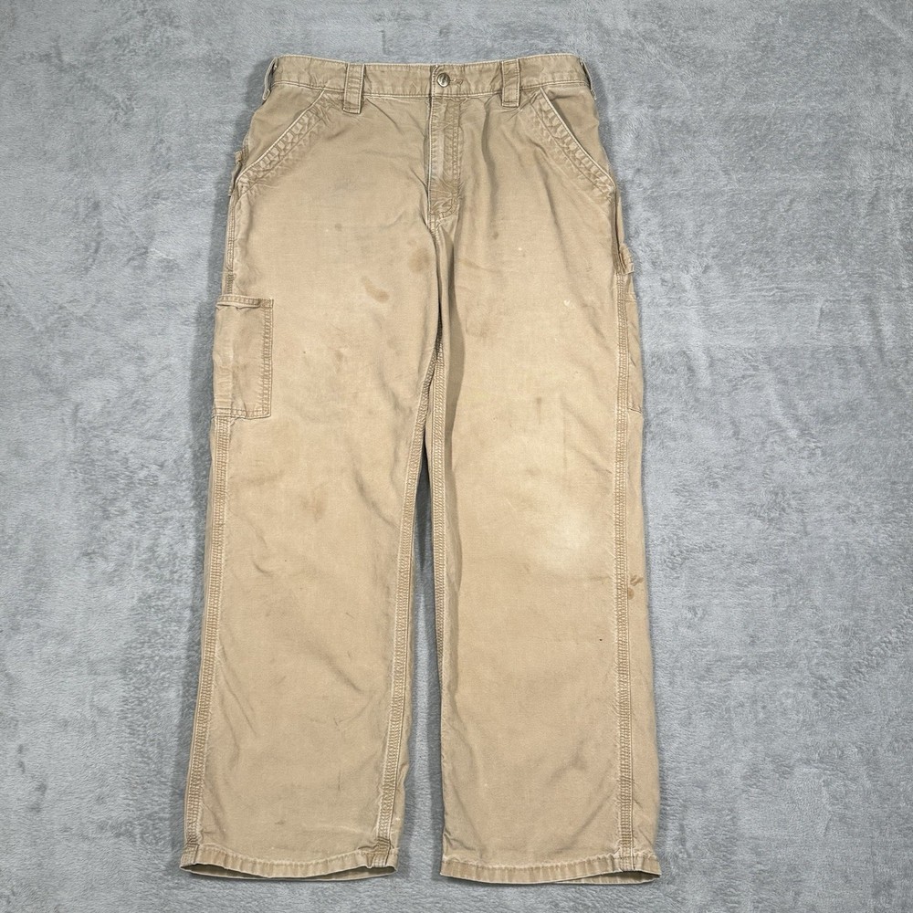 Carhartt B151 34x30 Original Dungaree Fit Carpenter Work Pants Tan Grunge Loose