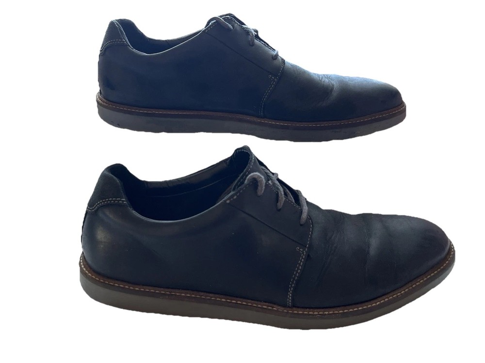 Clarks Men's Black Leather Oxford Lace-Up Cushioned Comfort Casual Shoes