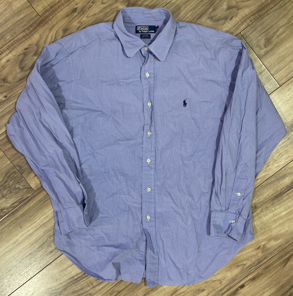 Polo Ralph Lauren Button Up Shirt Andrew Mens Size 17 34/35 Blue