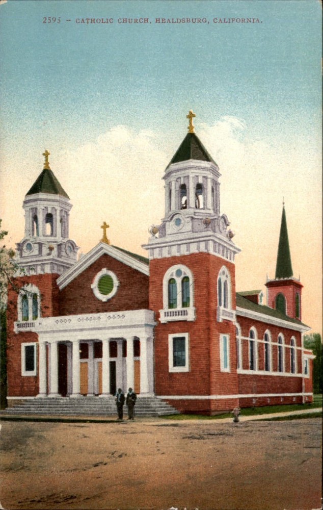 Healdsburg California Catholic Church ~ Edw Mitchell ~ c1910 vintage postcard